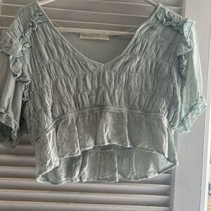 Elegant Green Ruffled Top